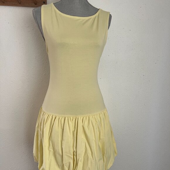 ASOS Yellow Bubble Hem Mini Dress Y2K Party Dress - Picture 2 of 7